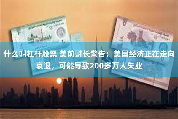 什么叫杠杆股票 美前财长警告：美国经济正在走向衰退，可能导致200多万人失业
