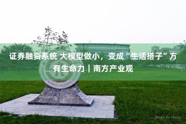 证券融资系统 大模型做小，变成“生活搭子”方有生命力｜南方产业观