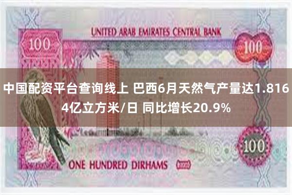 中国配资平台查询线上 巴西6月天然气产量达1.8164亿立方米/日 同比增长20.9%
