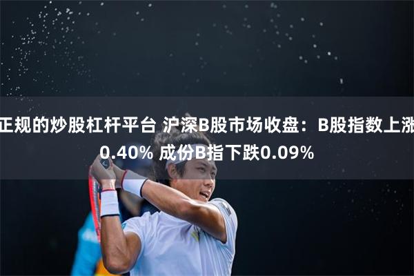 正规的炒股杠杆平台 沪深B股市场收盘：B股指数上涨0.40% 成份B指下跌0.09%